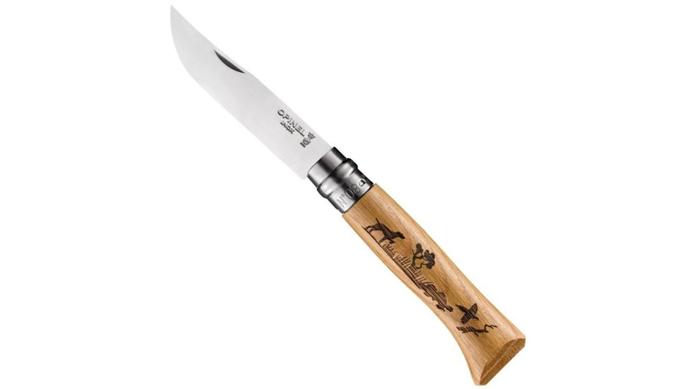 Opinel Animalia Dog Folding Knive Num.8, 3.35in, w/ Virobloc, 12C27 Sandvik SS, Oak Handle, Wood, 002335