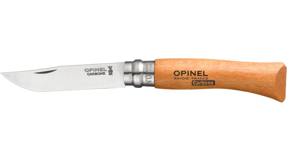 Opinel Carbon Steel Folding Knife No.7, 4in., Beechwood Handle, Wood, 113070