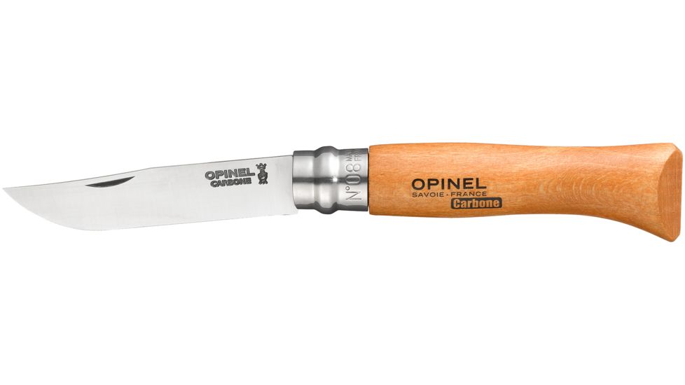 Opinel Carbon Steel Folding Knife No.8, 3.35in, Beechwood Handle, Wood, 113080
