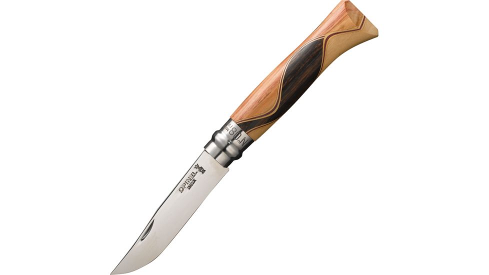 Opinel Chaperon Knife No 8 Folding Knife,3.25in,Sandvik 12C27 Steel,Standard Edge,Mirror Polish,Wood Handle OP01399