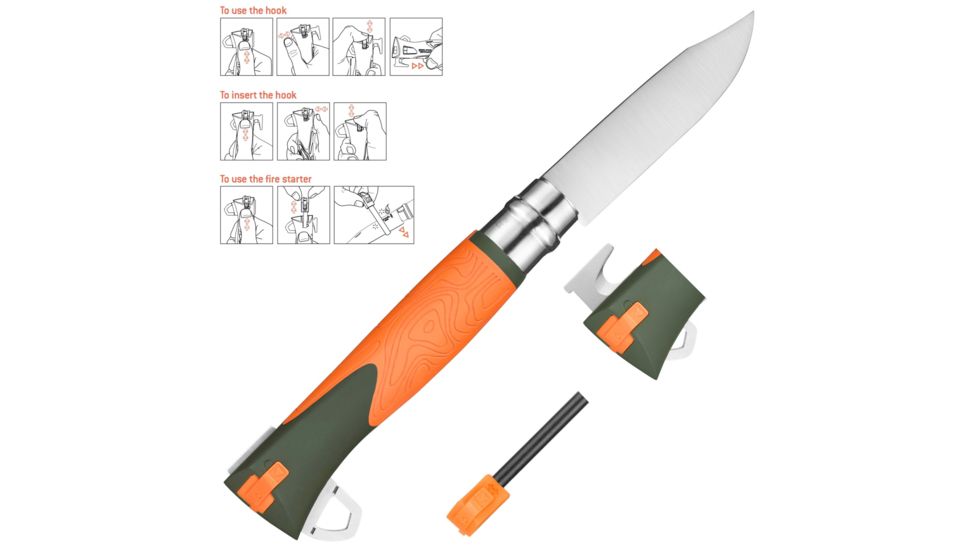 Opinel Explore Folding Knive Num.12, 3.98in, w/ Virobloc, 12C27 Sandvik SS, Orange, 001974