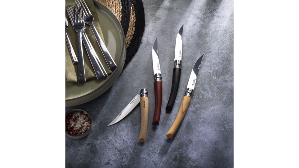 Opinel No.10 Effile Folding Knife, 4in, Stainless Steel/Sandvik 12C27, Plain, Wood, Ebony, 2566