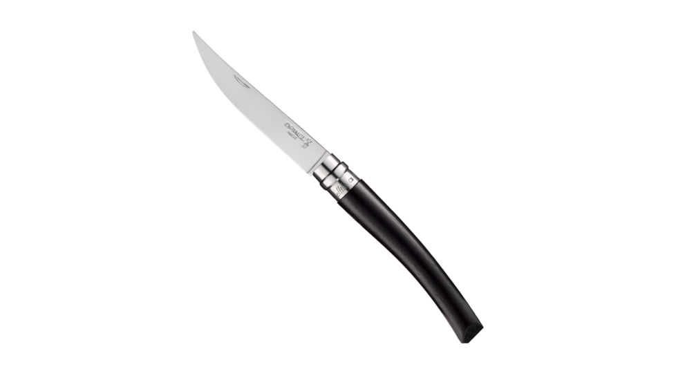 Opinel No.10 Effile Folding Knife, 4in, Stainless Steel/Sandvik 12C27, Plain, Wood, Ebony, 2566