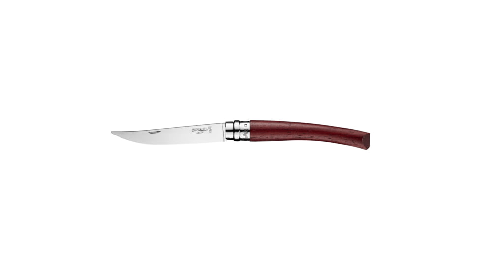 Opinel No.10 Effile Folding Knife, 4in, Stainless Steel/Sandvik 12C27, Plain, Wood, Padouk Wood, 2555