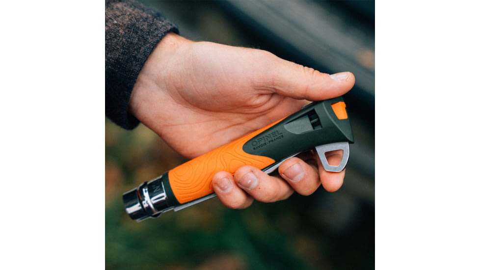 Opinel No.12 Explore Folding Knife w/Tick Remover, 4in, Stainless Steel/Sandvik 12C27, Plain, Green, Polymer, 2489