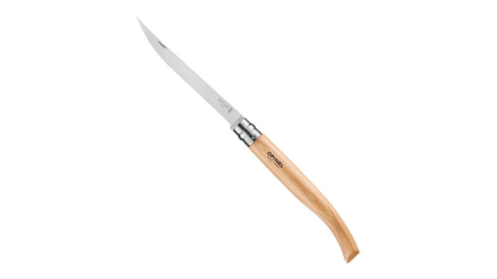 Opinel No.15 Effile Folding Knife, 5.9in, Stainless Steel/Sandvik 12C27, Plain, Wood, Beech Wood, 2561