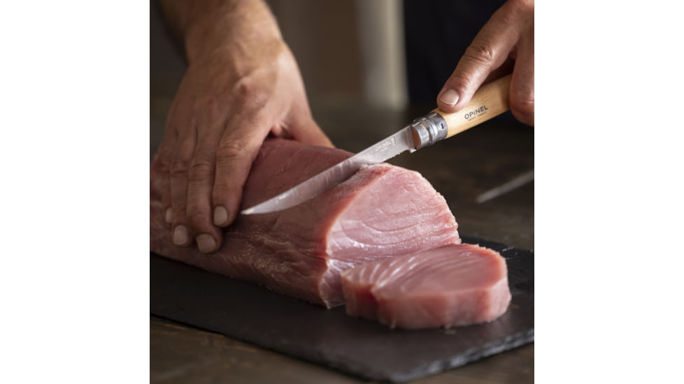 Opinel No.15 Effile Folding Knife, 5.9in, Stainless Steel/Sandvik 12C27, Plain, Wood, Beech Wood, 2561