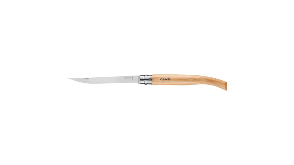 Opinel No.15 Effile Folding Knife, 5.9in, Stainless Steel/Sandvik 12C27, Plain, Wood, Beech Wood, 2561