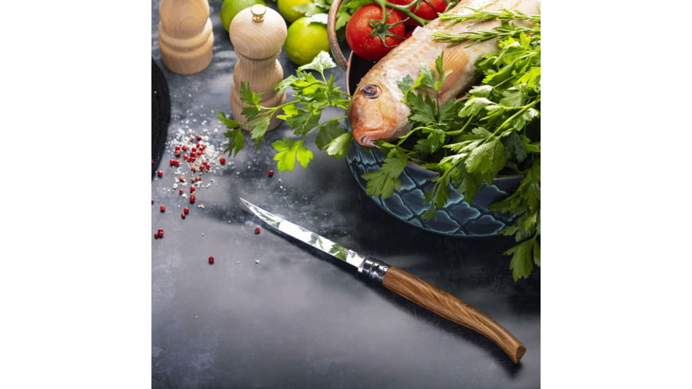 Opinel No.15 Effile Folding Knife, 5.9in, Stainless Steel/Sandvik 12C27, Plain, Wood, Olive Wood, 2608