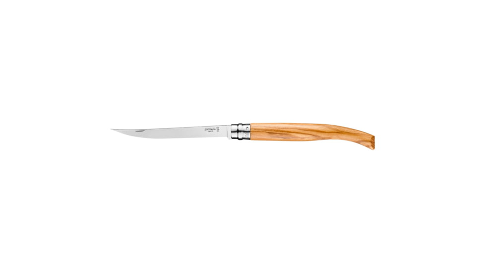 Opinel No.15 Effile Folding Knife, 5.9in, Stainless Steel/Sandvik 12C27, Plain, Wood, Olive Wood, 2608