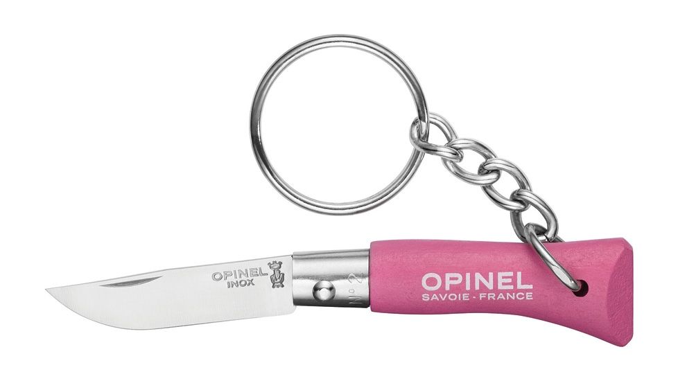 Opinel No 2 Keyring Knife Fuchsia Folding Knife,Stainless Steel,Standard Edge,Pink Wood Handle, 1842