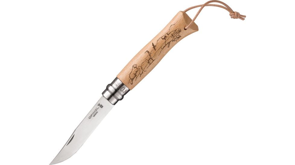 Opinel No 8 Mountain Folding Knife,3.125in,Stainless Steel,Natural Varnished Beechwood Handle OP01641