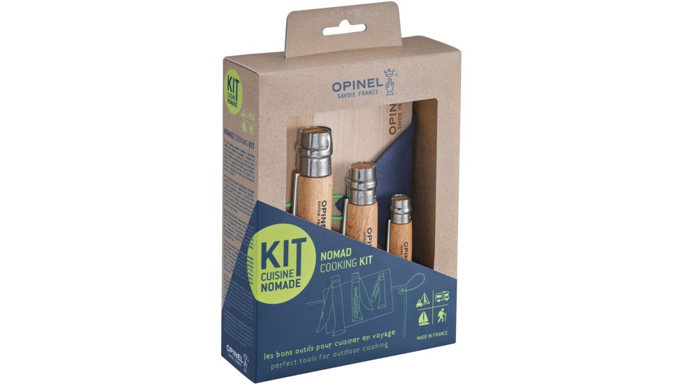 Opinel Nomad Cooking Kit No.6/10/12, 2.75/3.95/4.75in, 12C27 Sandvik SS, Beechwood Handle, Wood, 002177