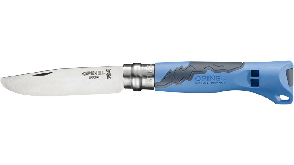 Opinel Outdoor Junior Folding Knife No.7, 3in, 12C27 Sandvik SS, Blue, 001898