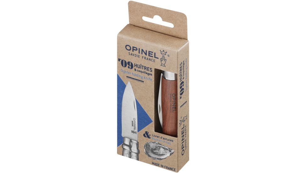 Opinel Oyster and Shellfish Folding Knife No.9, 2.5in, 12C27 MOD Sandvik Stainless Blade,Varnished Bubinga Wood Handle, 001616