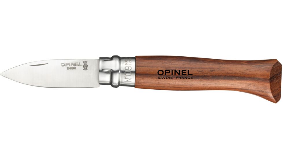 Opinel Oyster and Shellfish Folding Knife No.9, 2.5in, 12C27 MOD Sandvik Stainless Blade,Varnished Bubinga Wood Handle, 001616