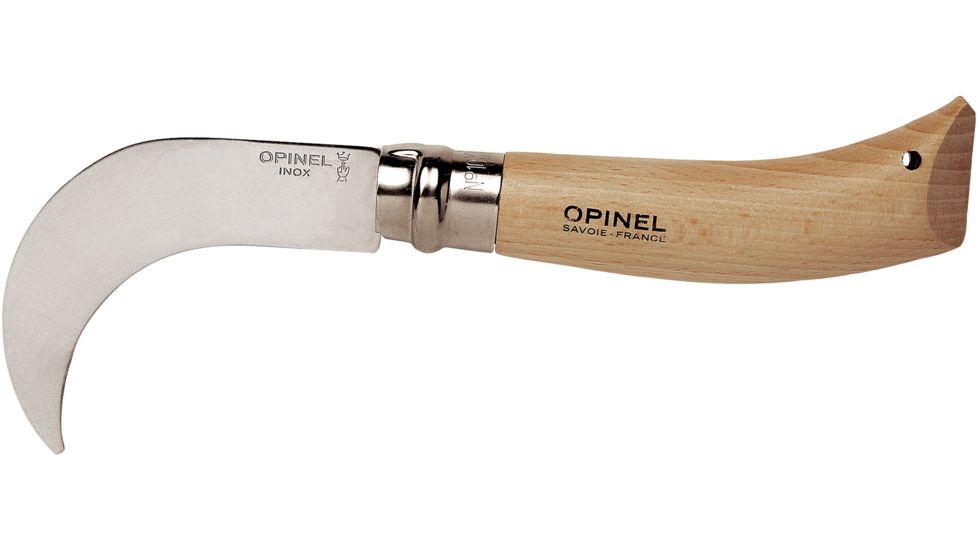 Opinel Pruning Folding Knife No.10, 3.25in, 12C27 Sandvik SS, Beechwood Handle, Wood, 113110