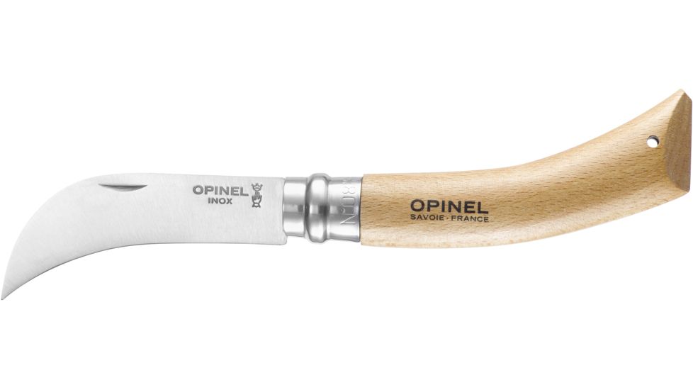 Opinel Pruning Folding Knife No.8, 4.25in., 12C27 Sandvik SS, Beechwood Handle, Wood, 113140