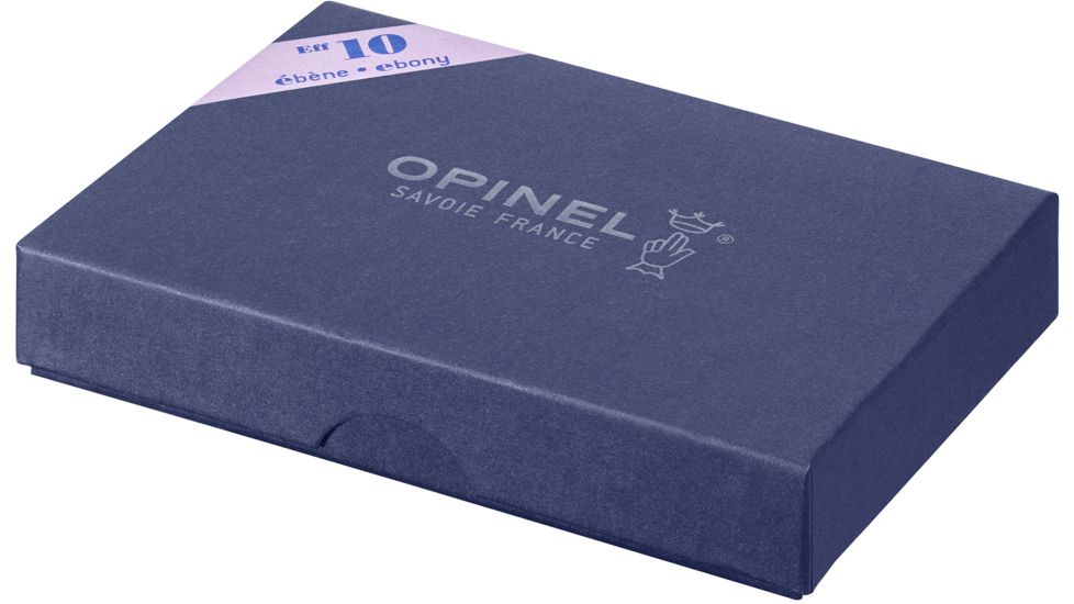 Opinel Slim Ebony Folding Knife No.10, 4in, Stainless Steel, Standard Edge, Mirror Polish, Black Handle, 001708