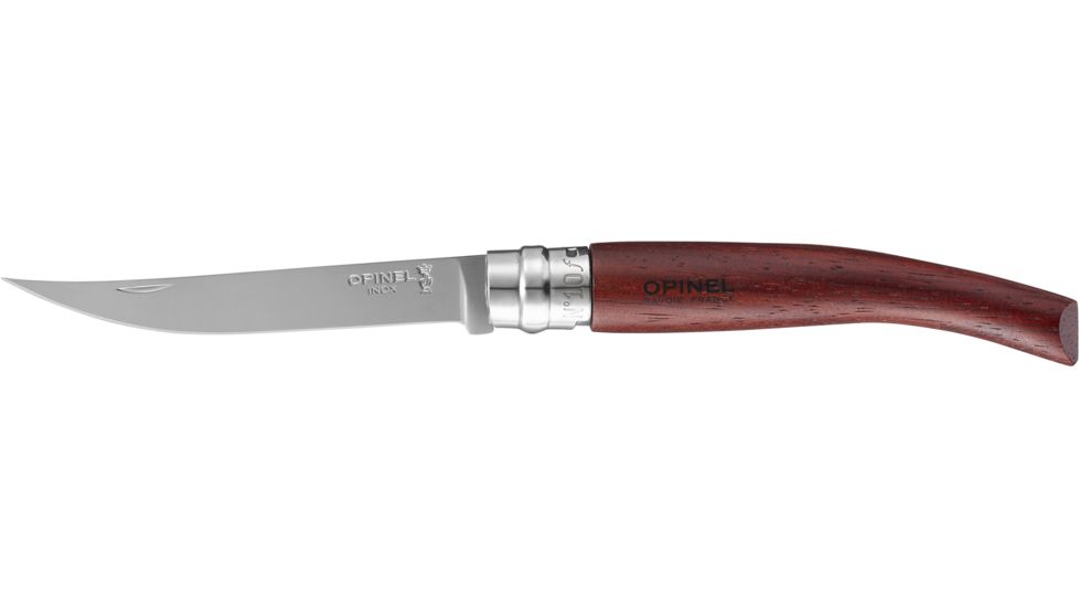 Opinel Slim Padouk Folding Knife No.10, 4in, 12C27 Sandvik SS, Bubinga Handle, Wood, 000013