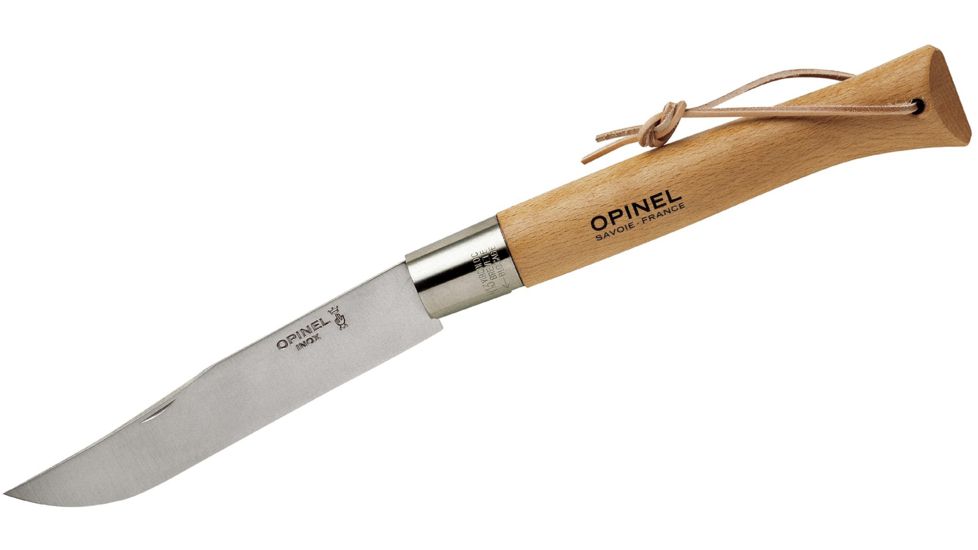 Opinel Stainless Steel Folding Knife No. 13 Giant, 11in, w/ Virobloc, 12C27 Sandvik SS, Beechwood Handle, Wood, 122136