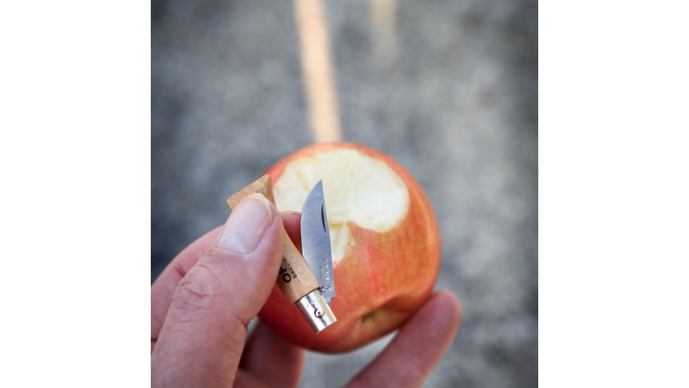 Opinel Stainless Steel Folding Knife No.2, 1 7/8in., w/ Virobloc, 12C27 Sandvik SS, Beechwood Handle, Wood, 001070