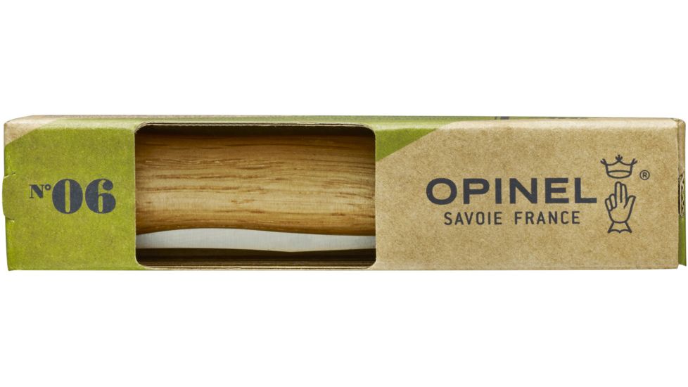 Opinel Stainless Steel Folding Knife No.6, 2.75in, w/ Virobloc, 12C27 Sandvik SS, Oak Handle, Oak, 002024