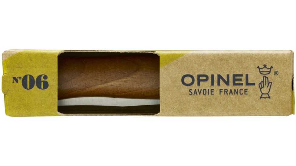 Opinel Stainless Steel Folding Knife No.6, 2.75in, w/ Virobloc, 12C27 Sandvik SS, Walnut Handle, Walnut, 002025