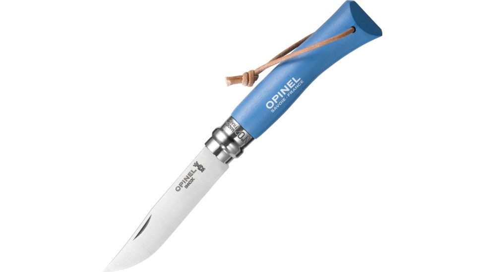Opinel Trekking No 7 Blue Folding Knife,3in,Stainless Steel,Blue,Dyed Wood Handle OP01441
