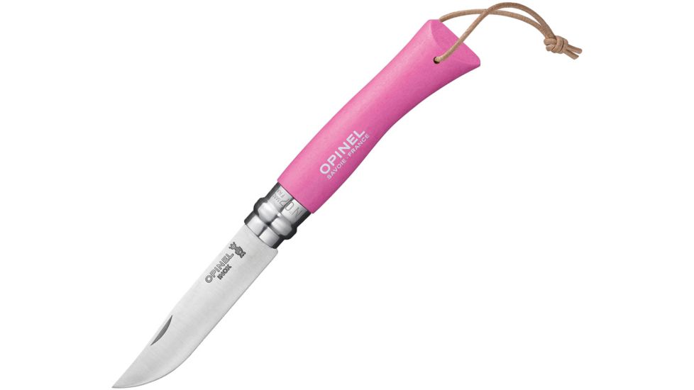 Opinel Trekking No 7 Fuchsia Folding Knife,3in,Stainless Steel,Standard Edge,Pink Wood Handle OP01791