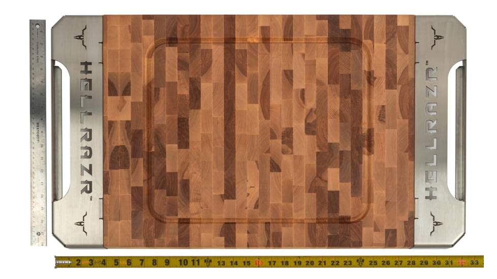 OPMOD HellRazr Hardwood Cuttin Board With Handles, 32 x 18 x 2 in, BUTCH-H0001-0