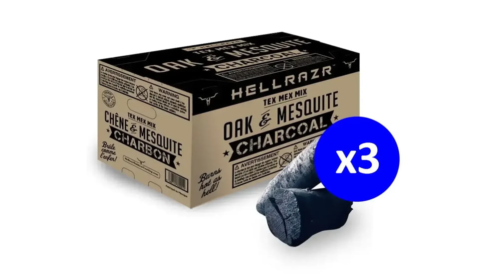 OPMOD HellRazr Tex Mex Mix Oak/Mesquite Charcoal, 20 lbs, Box - 3 PACK