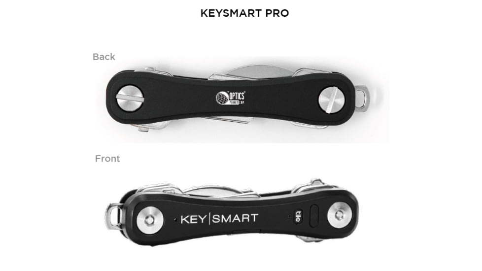 OpticsPlanet Exclusive KeySmart Pro w/Tile Smart LocationKey Holder, Custom, Black, KS411-C-OP-BLK