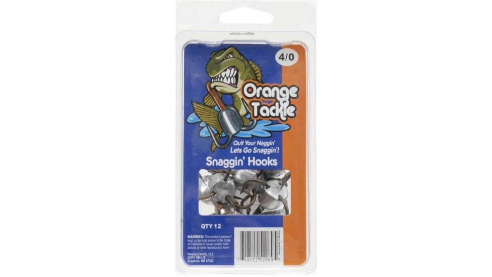 Orange Tackle Snaggin Hooks, Blue, Size 4/0, Pack 0F 12, 4/0-12-CNT