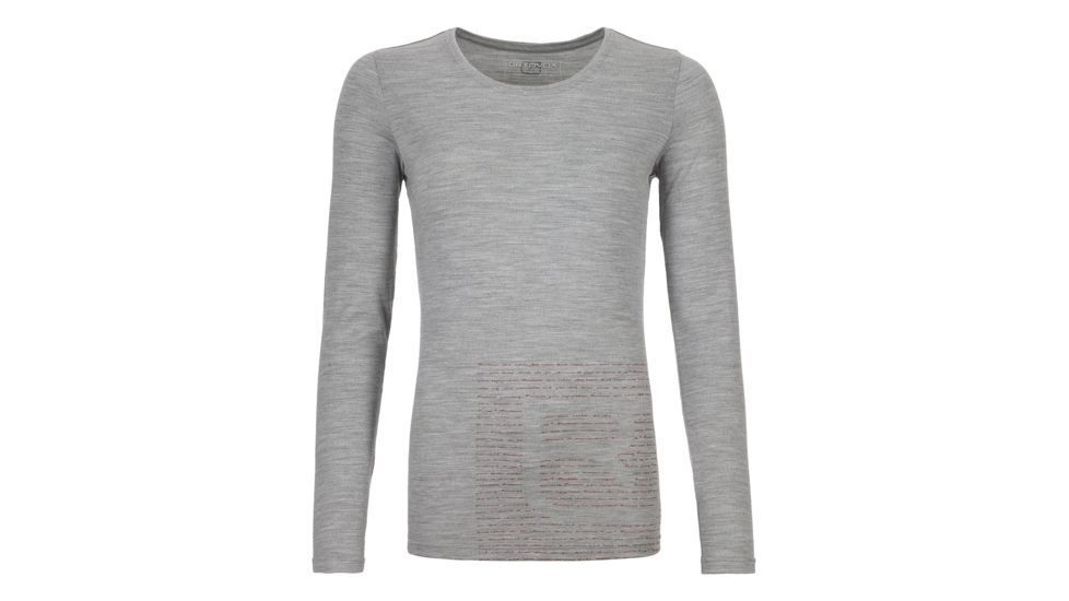 Ortovox 185 Merino Logo LS - Womens, Grey Blend, Medium, 8302500018
