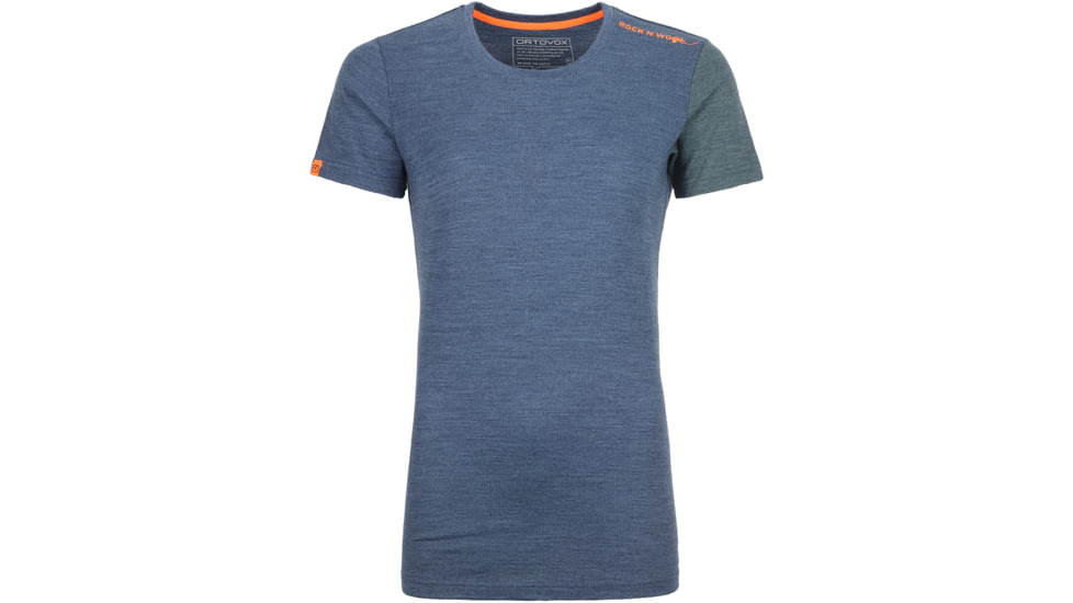 Ortovox 185 RockNWool Short Sleeve - Womens, Night Blue Blend, Large, 8414100064