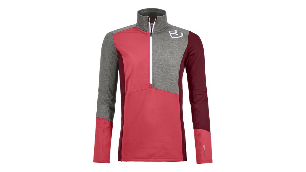 Ortovox Fleece Light Zip Neck - Womens, Hot Coral, Medium, 8708700013