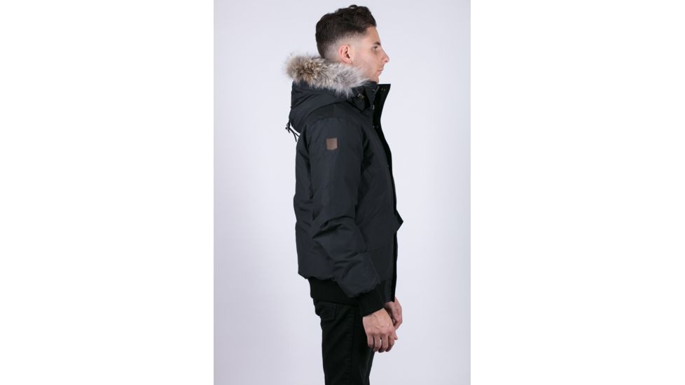 OSC Cross Devon Hooded Bomber w/ Coyote Fur Trim - Mens, Blackout, Large, M10CX-Midnight Black-L
