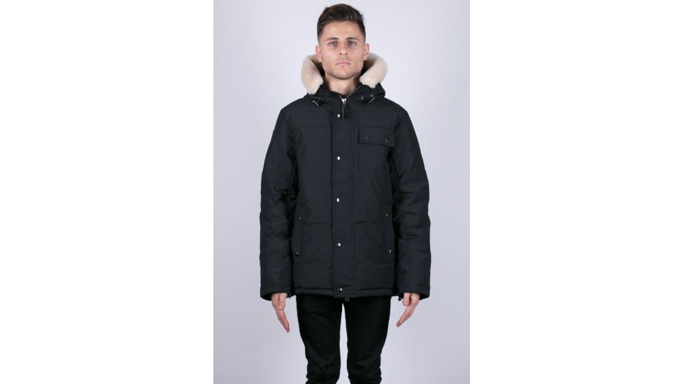 OSC Cross Lasalle Hooded Hip-Length Parka w/ Shearling Trim - Mens, Midnight Black, Small, M02CX-Midnight Black-S