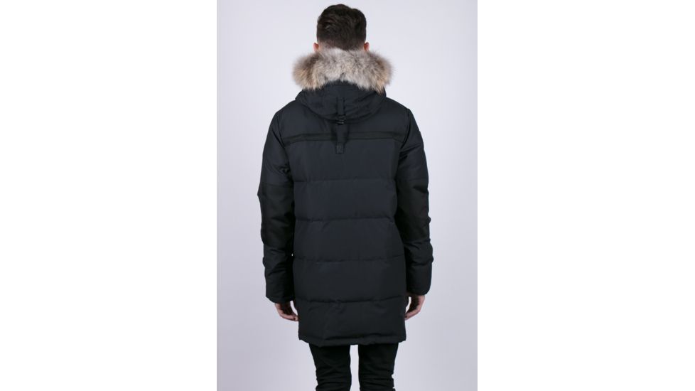 OSC Cross St Johns Hooded Mid-Length Parka w/ Coyote Fur Trim - Mens, Midnight Black, Extra Large, M22CX-Midnight Black-XL