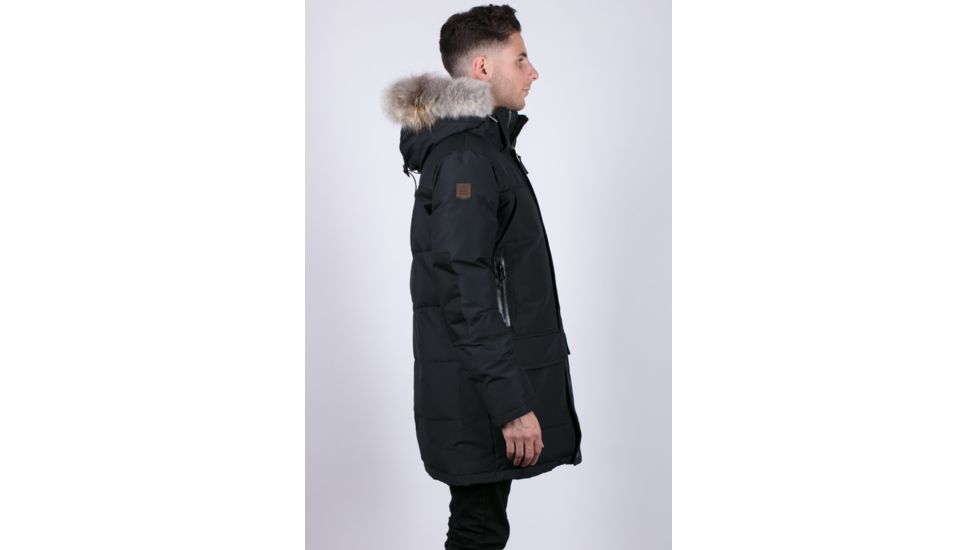 OSC Cross St Johns Hooded Mid-Length Parka w/ Coyote Fur Trim - Mens, Midnight Black, Extra Large, M22CX-Midnight Black-XL