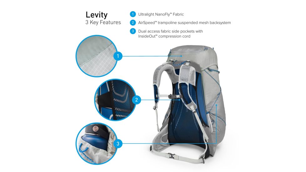 Osprey Levity 45 Pack, Parallax Silver, Large, 10001540