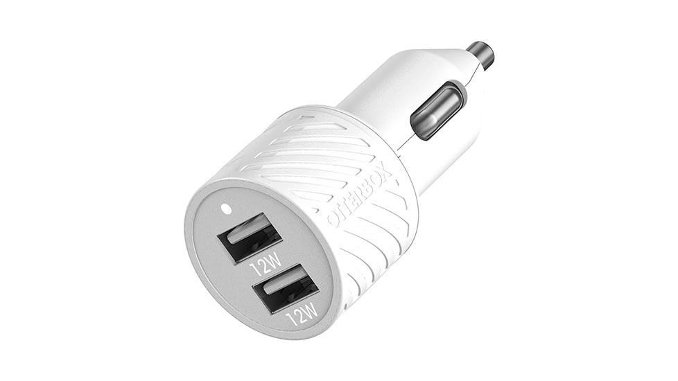 OtterBox Lightning to USB-A Car Charging Kit Standard 1m, White/Nimbus Cloud, 78-52698