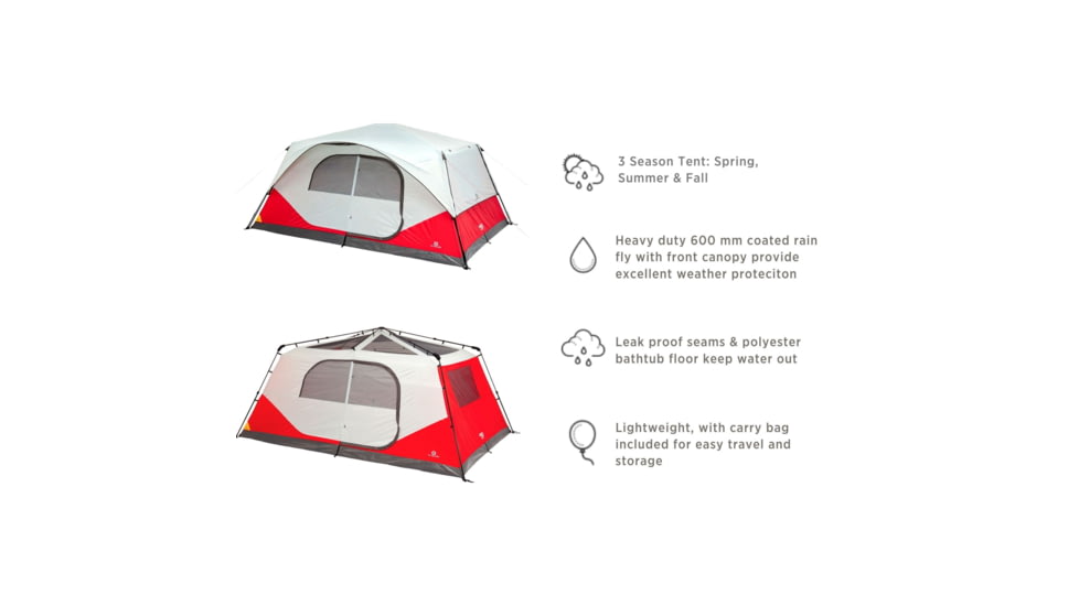 Outbound 10-Person 3-Season Instant Pop-Up Dome Tent w/ Carry Bag and Rainfly, CTI0763241