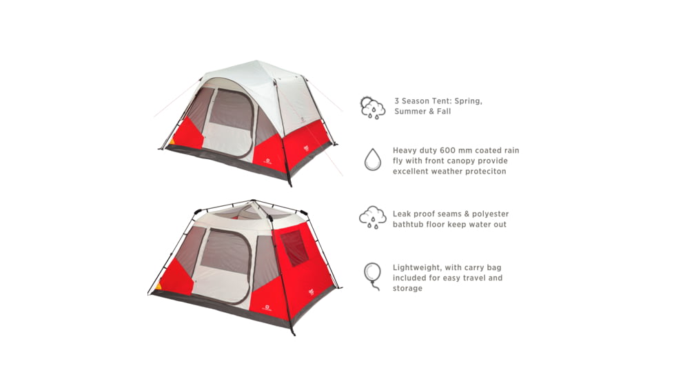 Outbound 6-Person 3-Season Instant Pop-Up Dome Tent w/ Carry Bag and Rainfly, CTI0763239