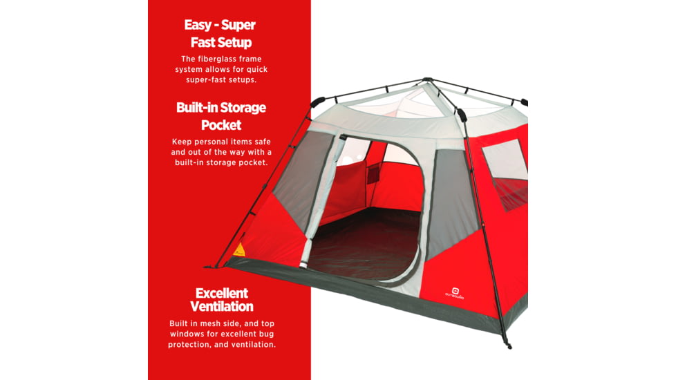 Outbound 6-Person 3-Season Instant Pop-Up Dome Tent w/ Carry Bag and Rainfly, CTI0763239