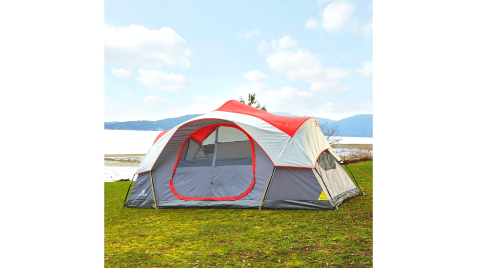 Outbound 8-Person 3-Season 2-Room Lightweight Dome Tent w/ Carry Bag and Rainfly, Red, CTI0765454
