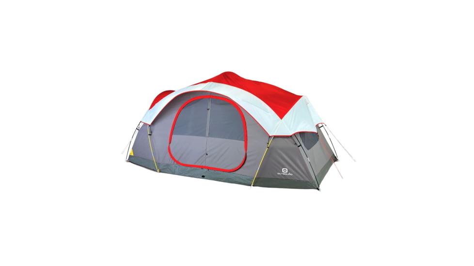 Outbound 8-Person 3-Season 2-Room Lightweight Dome Tent w/ Carry Bag and Rainfly, Red, CTI0765454