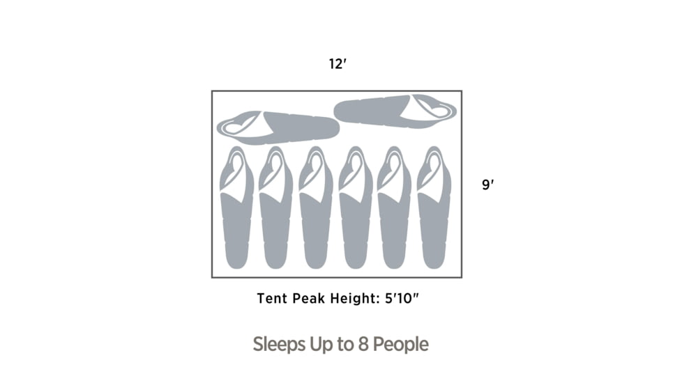 Outbound Cache 8-Person 3-Season Black-Out Dome Tent w/ Carry Bag and Rainfly, CTI0765964