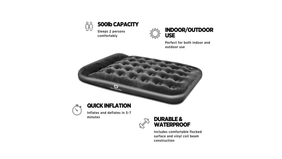 Outbound Double Air Mattress w/ Built-In Foot Pump and Pillow, CTI0765561